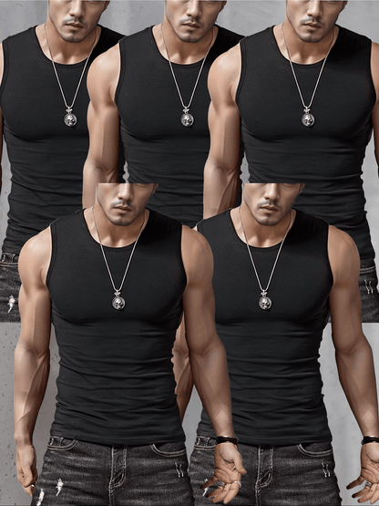 Men's Classic Tank Top - Crew Neck Sleeveless – Black option – view 3