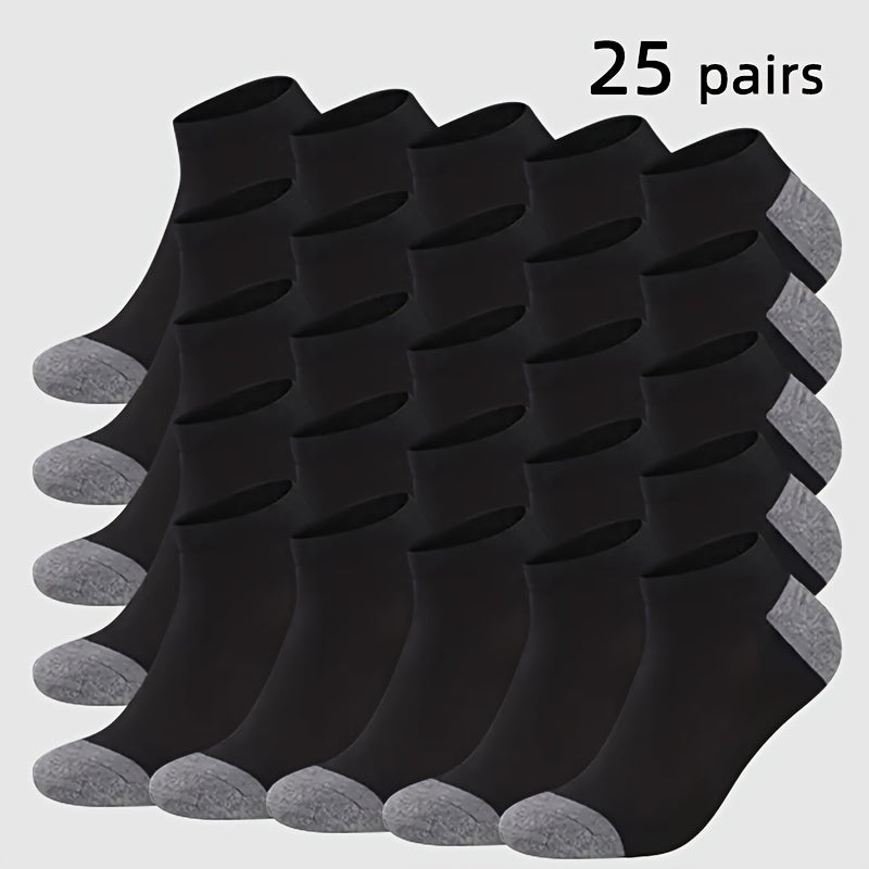 Men's Colorblock Ankle Socks - 25-Pair Pack – main product image