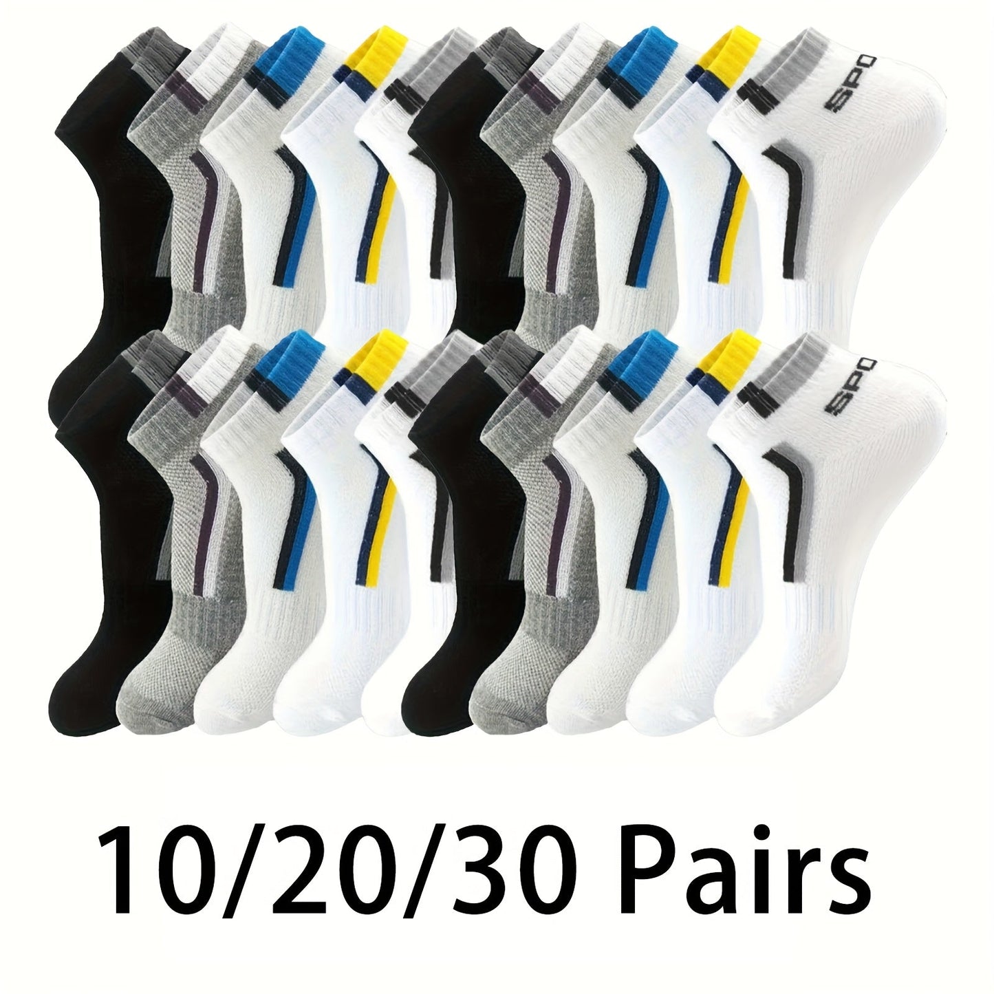 Men's Colorblock Ankle Socks - 30-Pair Pack – main product image