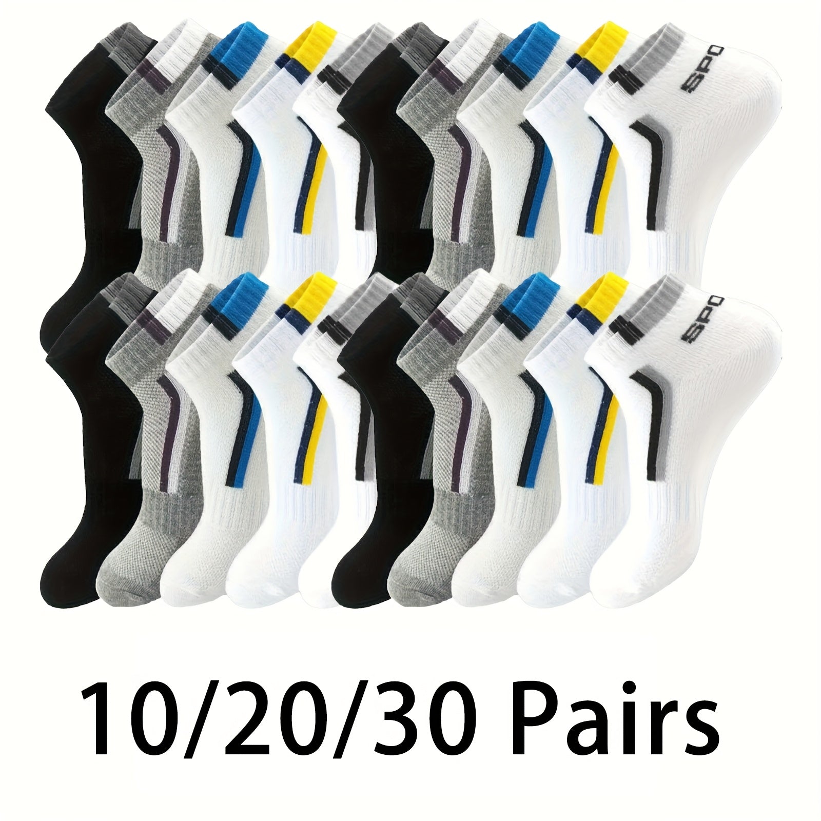 Men's Colorblock Ankle Socks - 30-Pair Pack – main product image