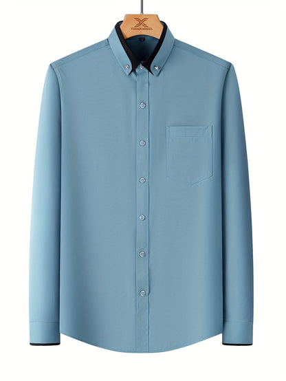 Men's Colorblock Long Sleeve Dress Shirt - Wrinkle Resistant – view 9