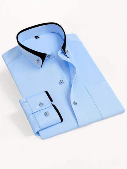 Men's Colorblock Long Sleeve Dress Shirt - Wrinkle Resistant – view 11
