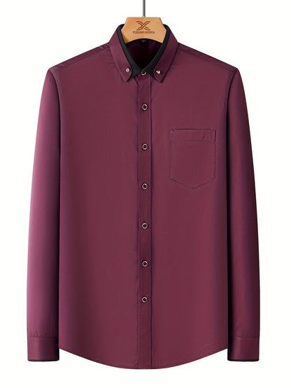 Men's Colorblock Long Sleeve Dress Shirt - Wrinkle Resistant – view 16