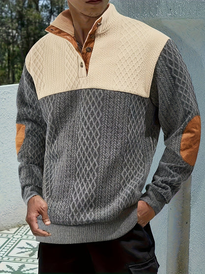 Men's Colorblock Long Sleeve Henley Shirt - Stretch – view 2