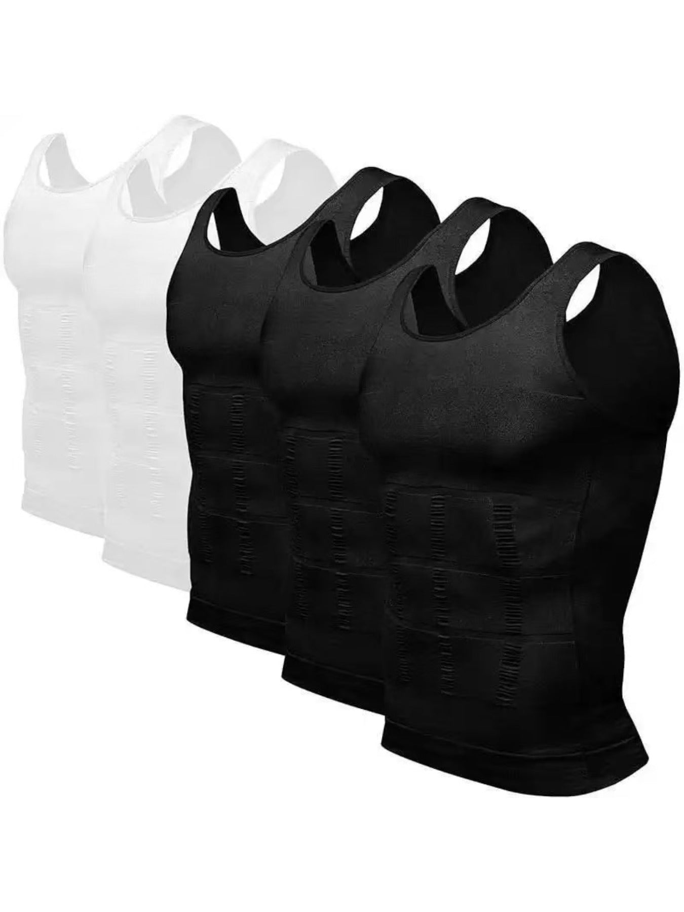 Men's Compression Shaping Tank Tops - 5-Pack Workout Support – Black option – view 2