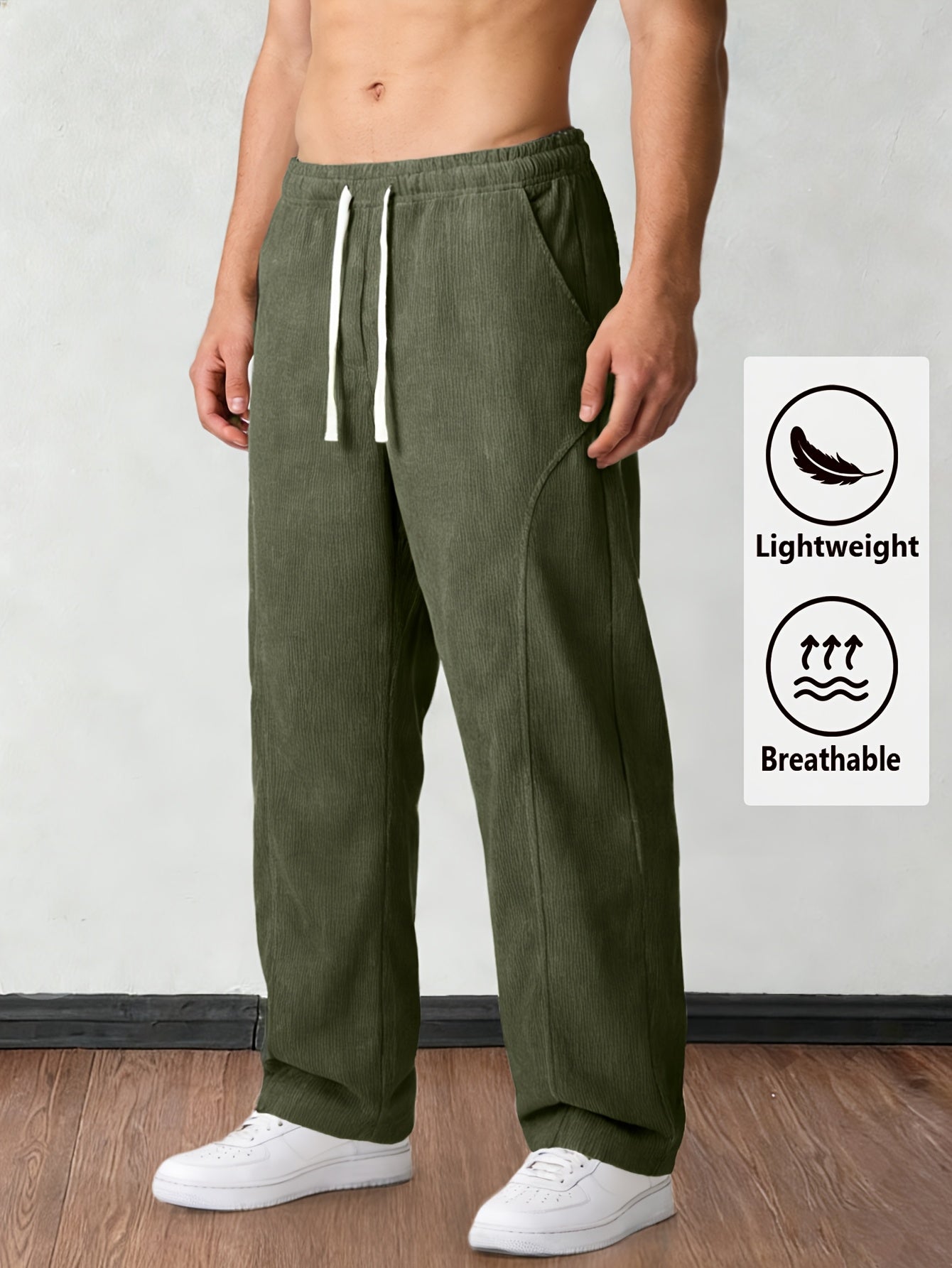 Men's Corduroy Trousers - Drawstring Waist With Pockets – view 7