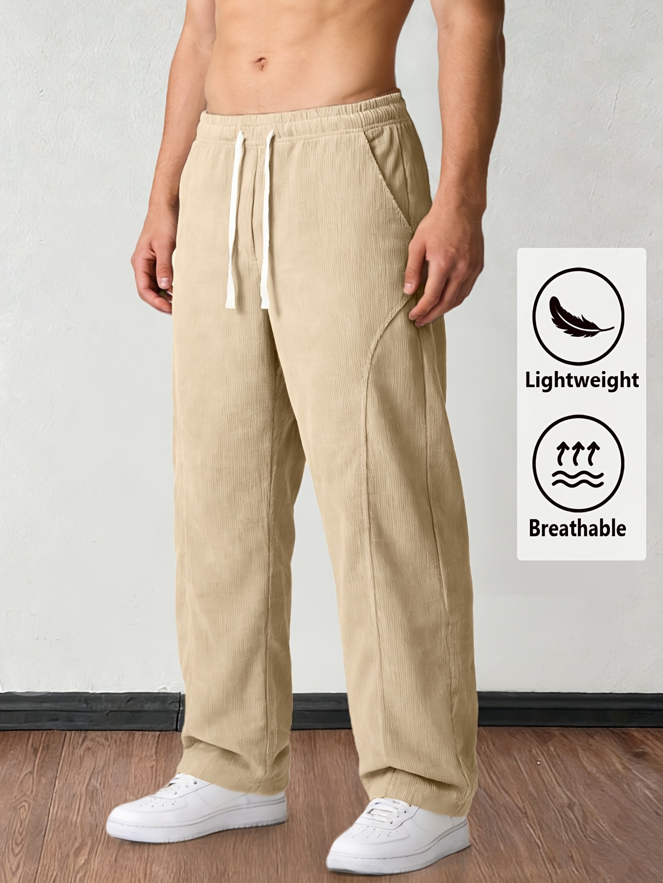 Men's Corduroy Trousers - Drawstring Waist With Pockets – view 8