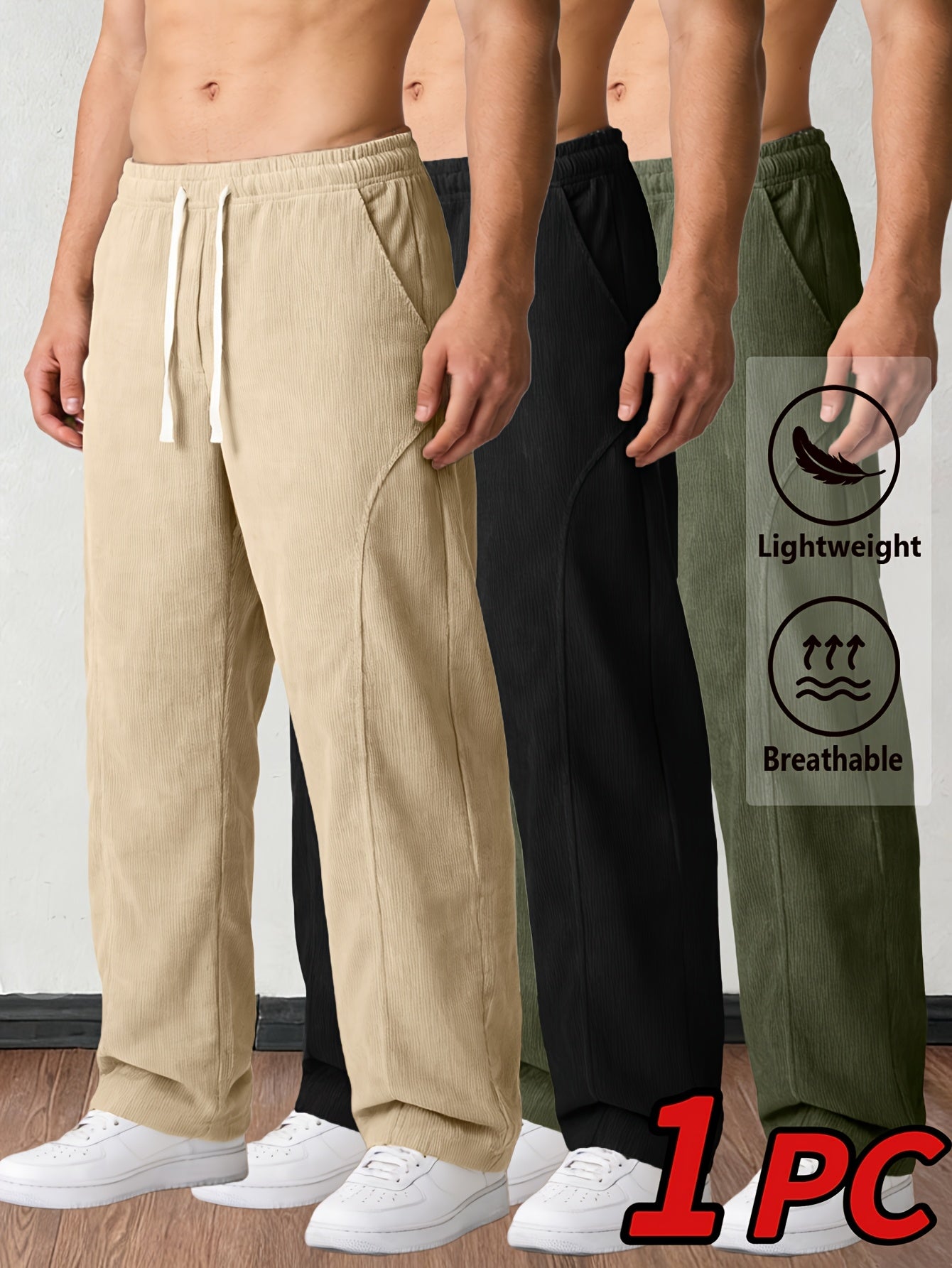 Men's Corduroy Trousers - Drawstring Waist With Pockets – view 10