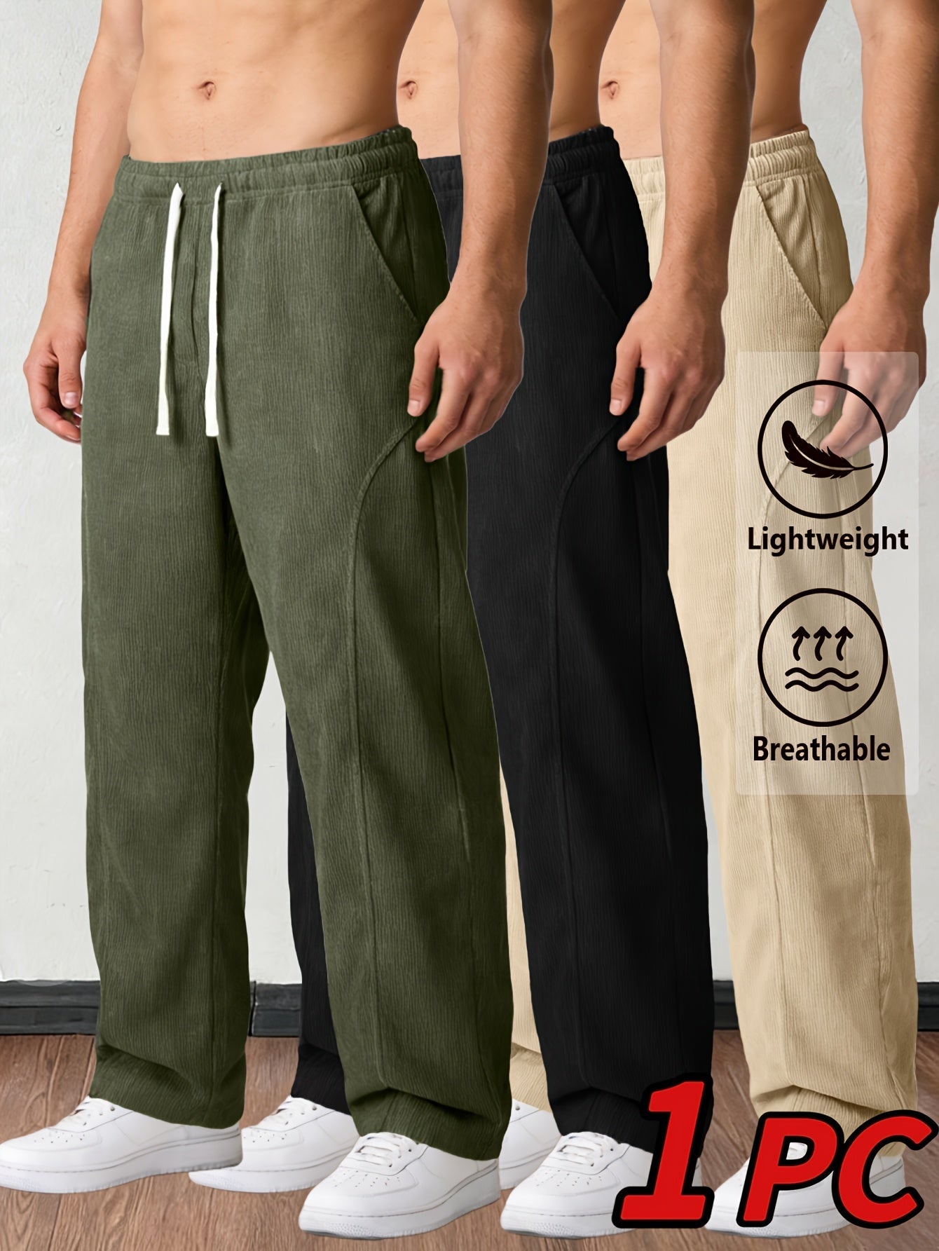 Men's Corduroy Trousers - Drawstring Waist With Pockets – view 12