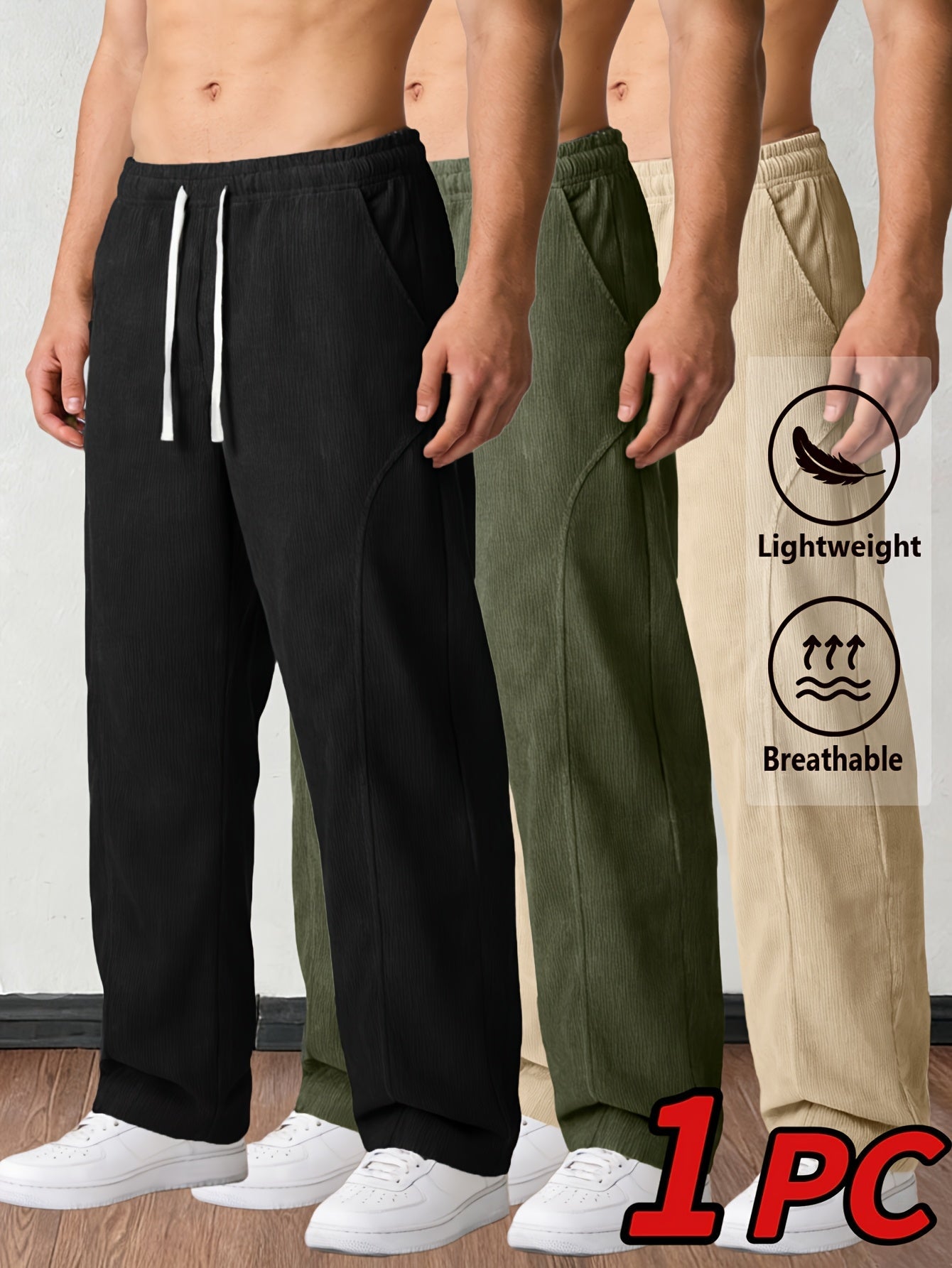 Men's Corduroy Trousers - Drawstring Waist With Pockets – view 16
