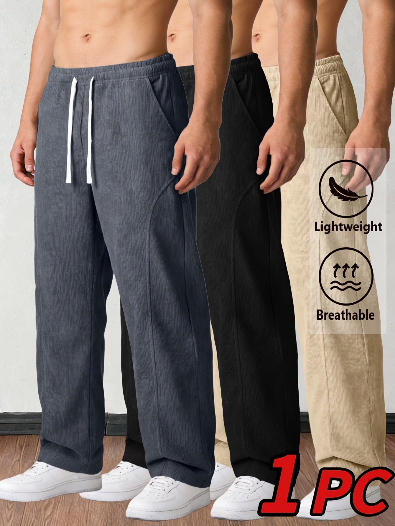 Men's Corduroy Trousers - Drawstring Waist With Pockets – view 17