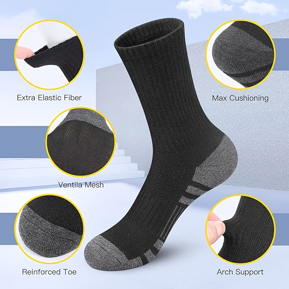 Men's Cotton Crew Socks 10-Pair Pack - Breathable Black – view 4