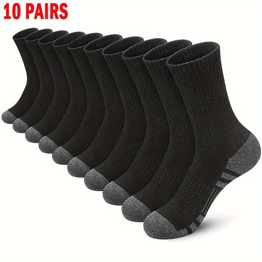 Men's Cotton Crew Socks 10-Pair Pack - Breathable Black – Black option – main product image