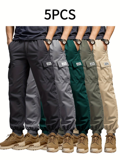 Men's Coveralls – Men's Black + Khaki + Dark Gray + Dark Green + Army Green Polyester Pants – Black option – main product ima