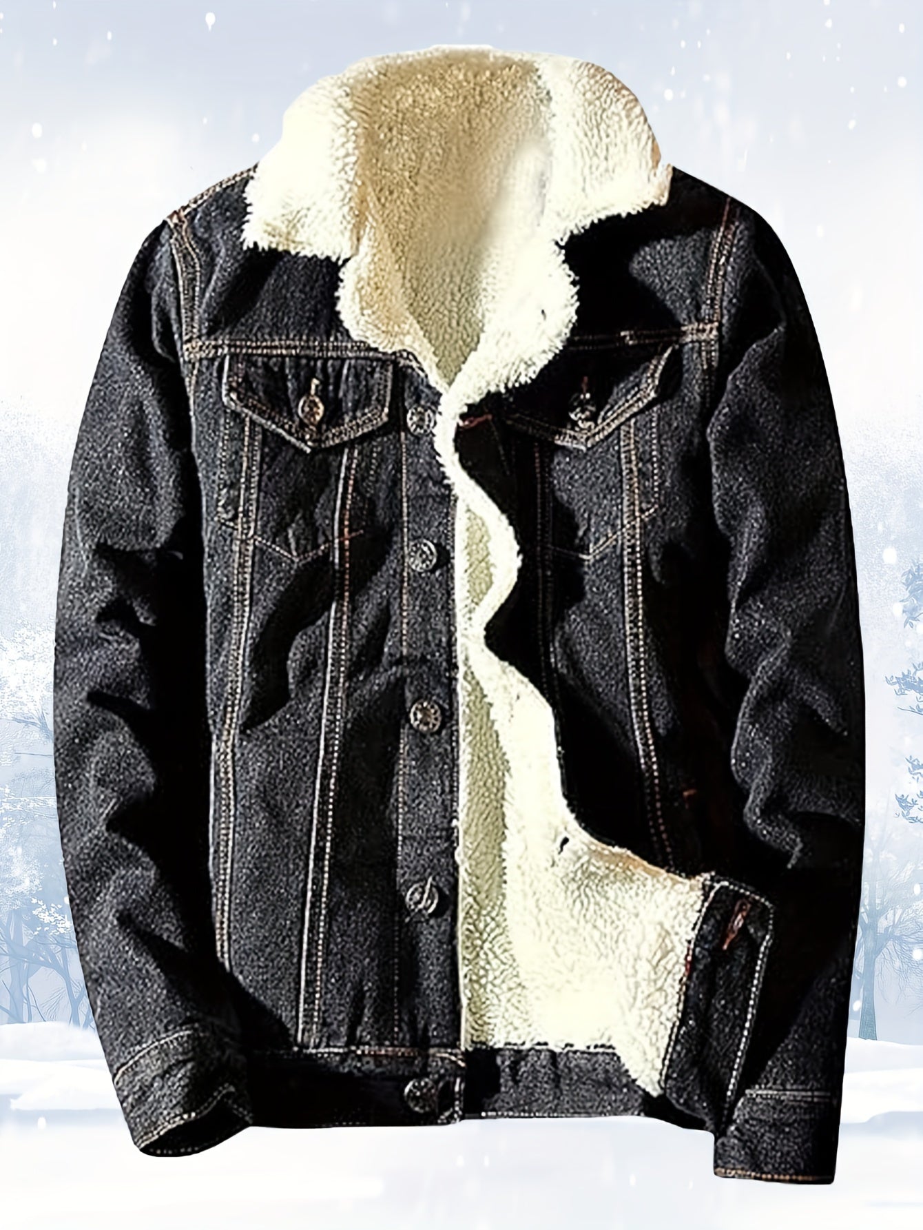 Men's Cozy Denim Button-Front Jacket – view 10