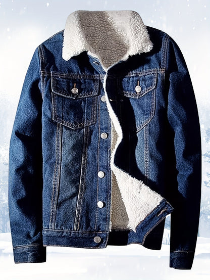 Men's Cozy Denim Button-Front Jacket – Black option – main product image