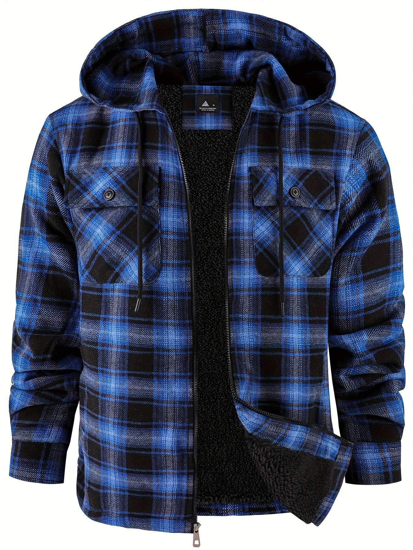 Men's Cozy Faux Fur Plaid Hoodie – 3-Color Selection – main product image