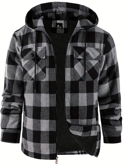 Men's Cozy Faux Fur Plaid Hoodie – 3-Color Selection – view 2