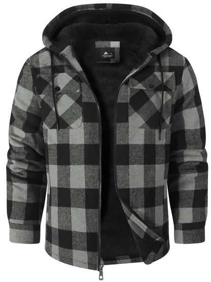 Men's Cozy Faux Fur Plaid Hoodie – 3-Color Selection – view 5