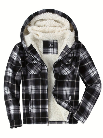 Men's Cozy Faux Fur Plaid Hoodie – 3-Color Selection – view 6