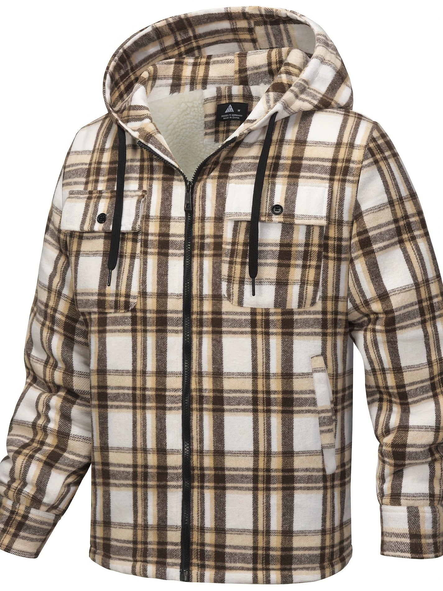 Men's Cozy Faux Fur Plaid Hoodie – Blue / D02 – view 4
