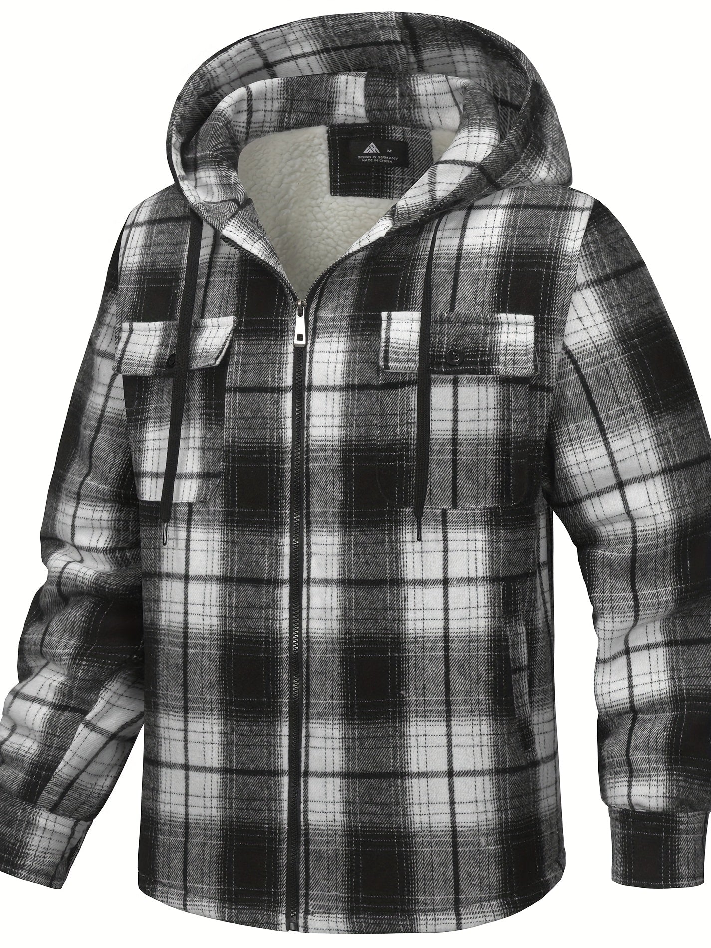 Men's Cozy Faux Fur Plaid Hoodie – Blue / D02 – view 5