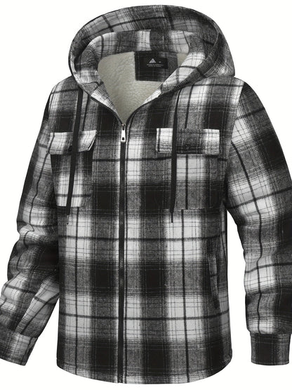 Men's Cozy Faux Fur Plaid Hoodie – Blue / D02 – view 5