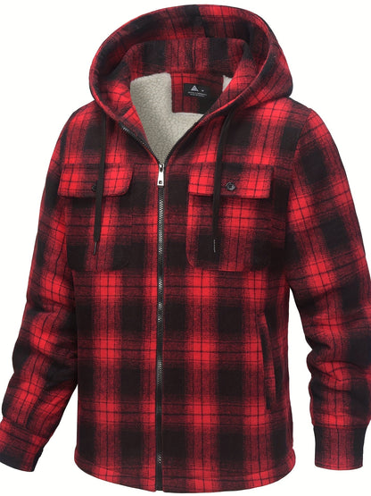 Men's Cozy Faux Fur Plaid Hoodie – Blue / D02 – view 11