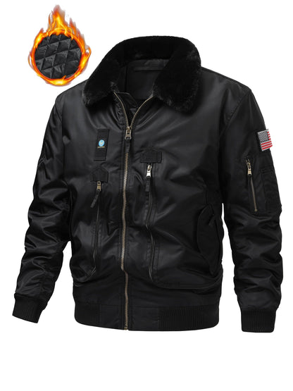 Men's Cozy Faux Fur Zip-Up Jacket – Black option – main product image