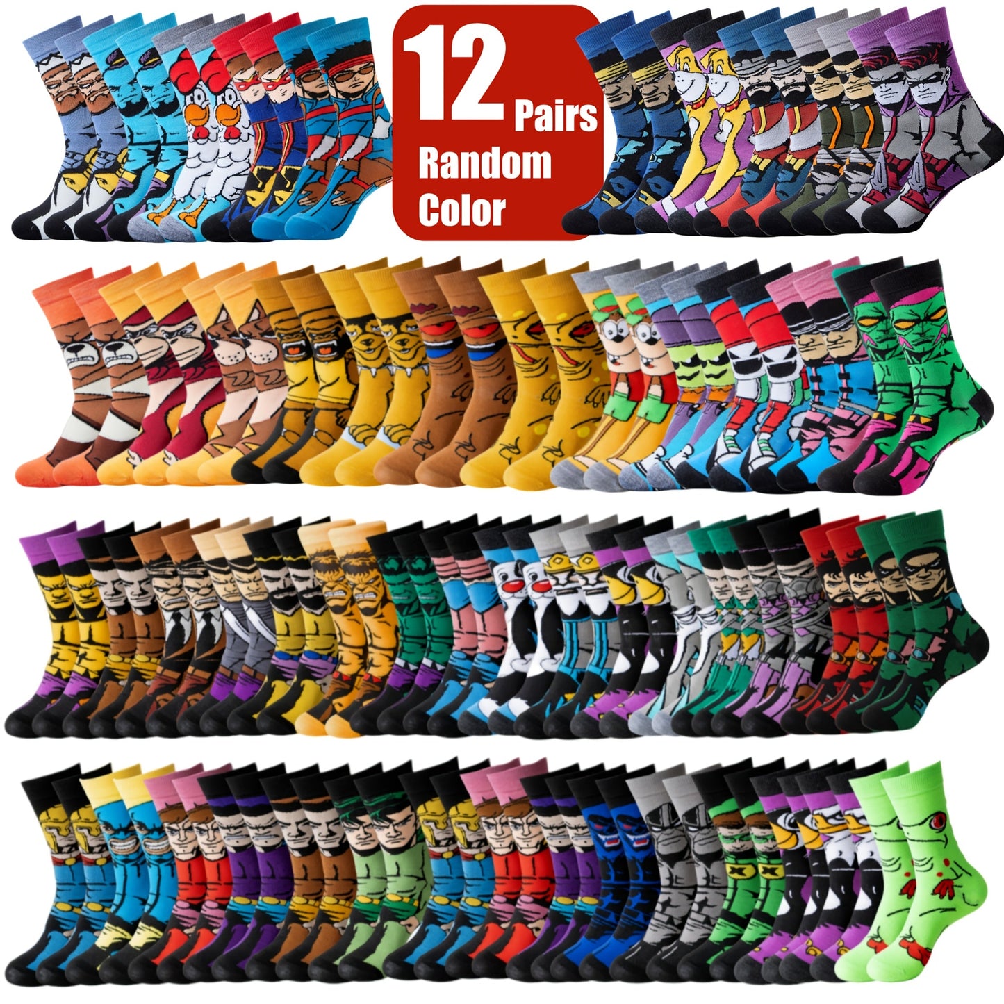 Men's Cute Print Crew Socks - 22-Pair Pack – Polyester blend – view 5