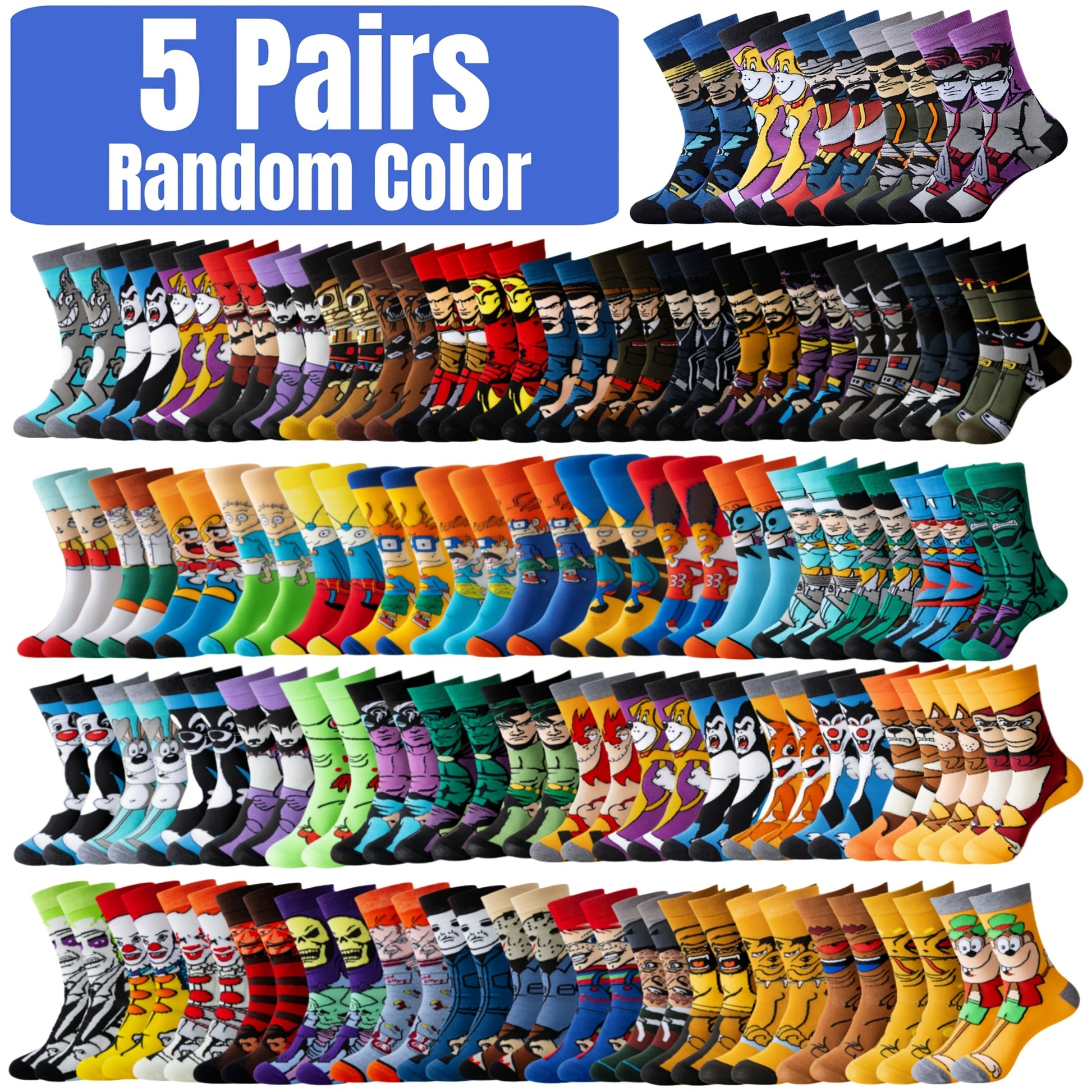 Men's Cute Print Crew Socks - 22-Pair Pack – See product label – view 3