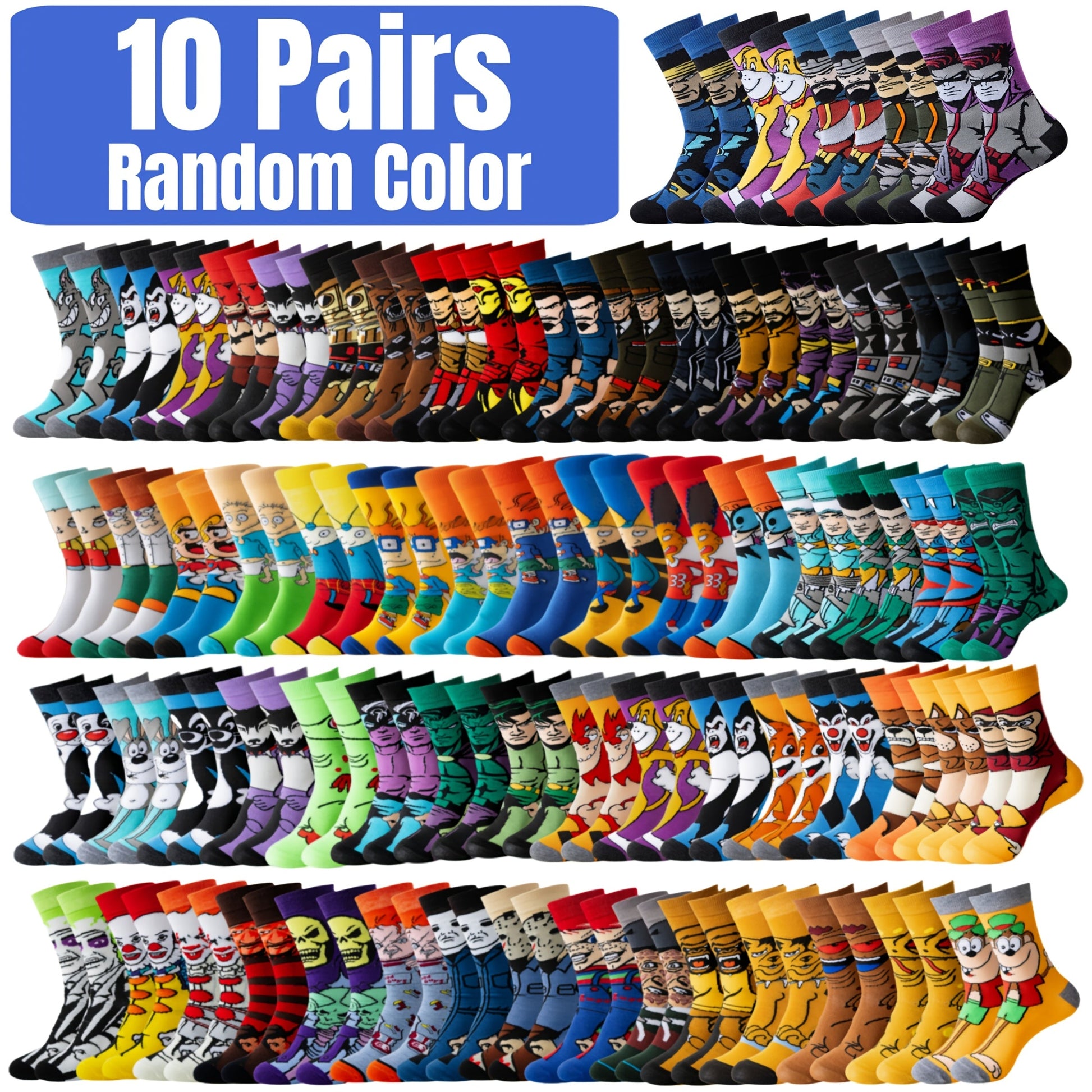Men's Cute Print Crew Socks - 22-Pair Pack – See product label – view 7