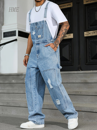 Men's Denim Overalls - Pocket Detail – Light Blue – view 13