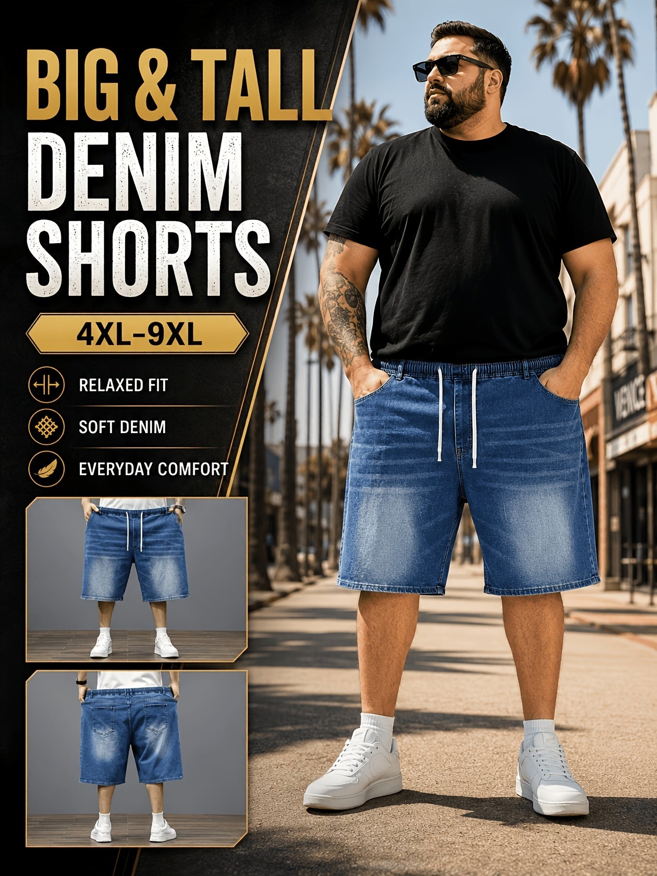 Men's Denim Shorts - Elastic Waist – view 10