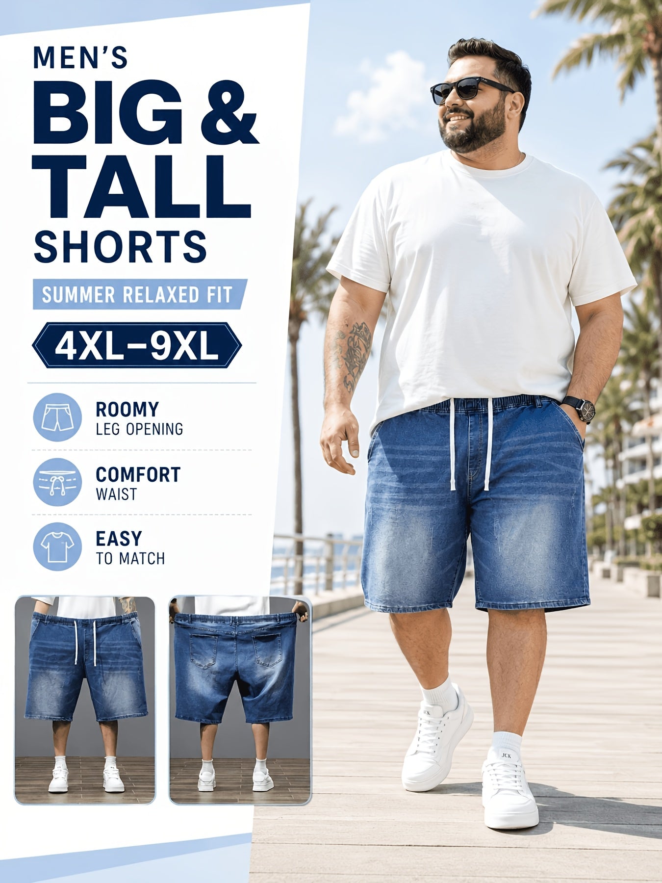 Men's Denim Shorts - Elastic Waist – view 11