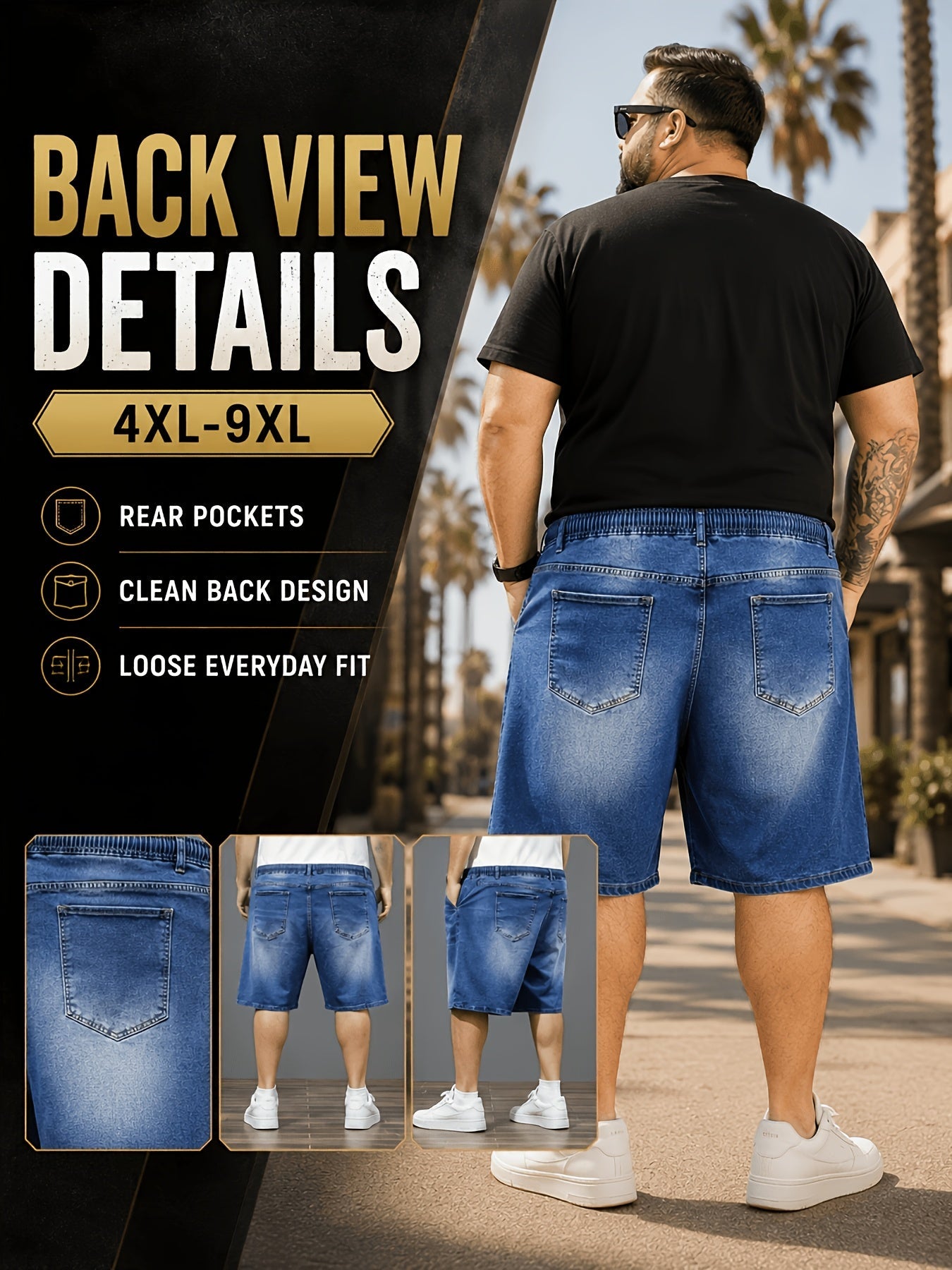 Men's Denim Shorts - Elastic Waist – view 13