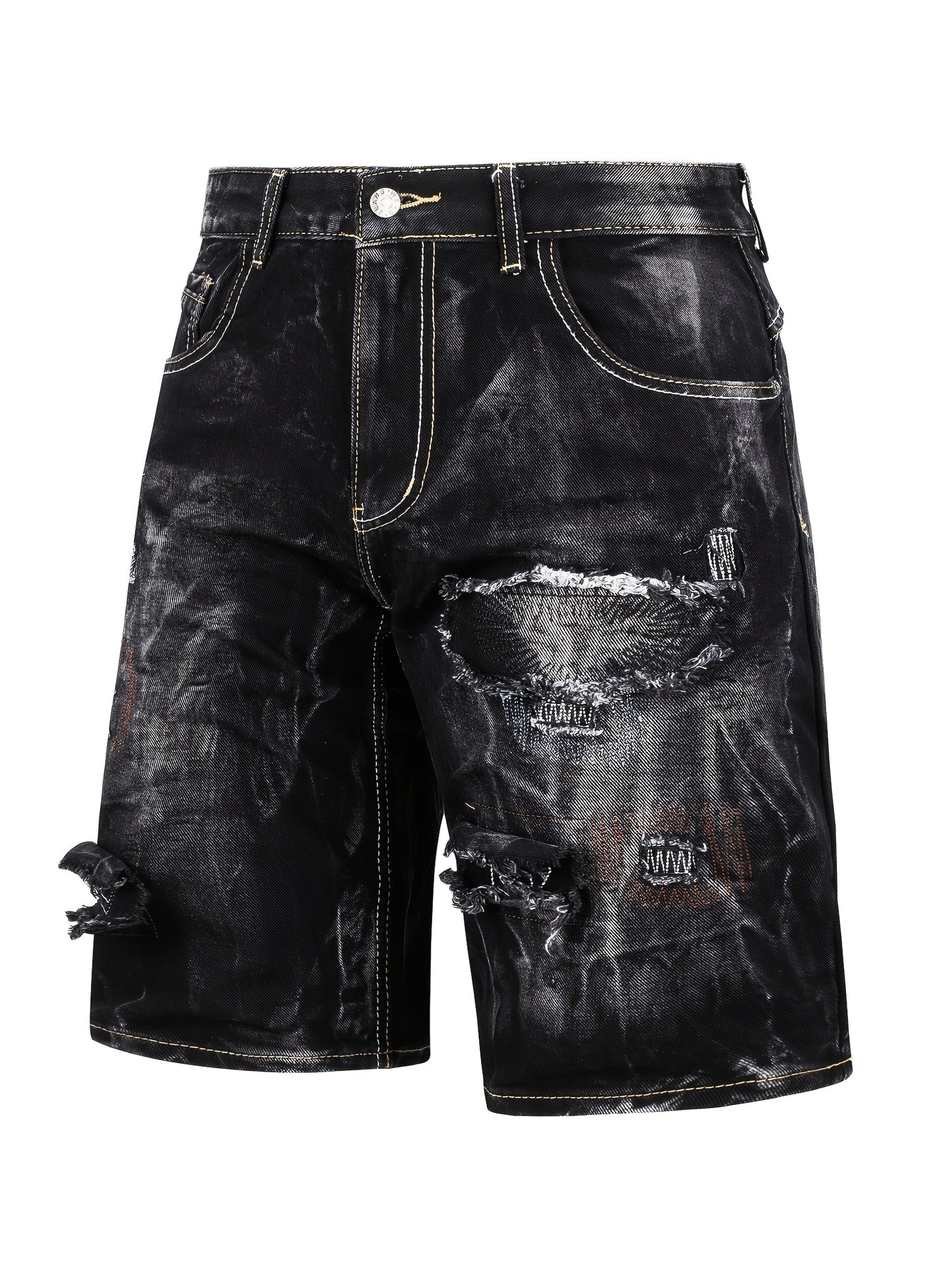 Men's Denim Shorts - Relaxed Fit – Black Gray – view 3