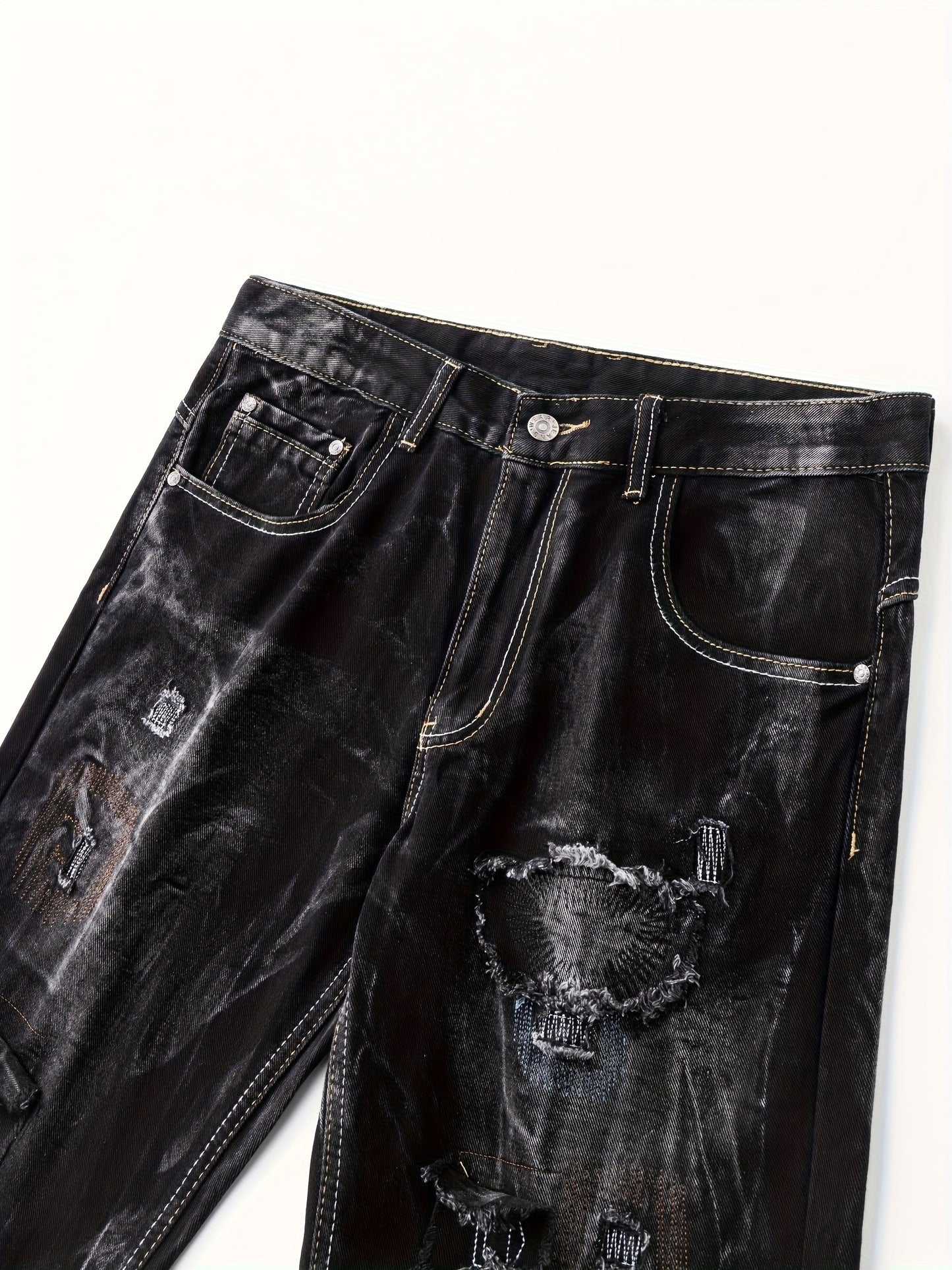 Men's Denim Shorts - Relaxed Fit – Black Gray – view 4