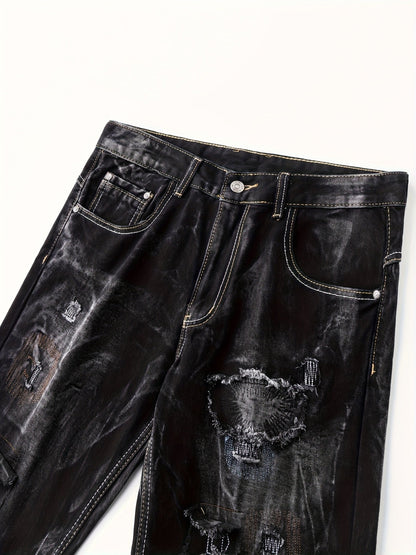 Men's Denim Shorts - Relaxed Fit – Black Gray – view 4