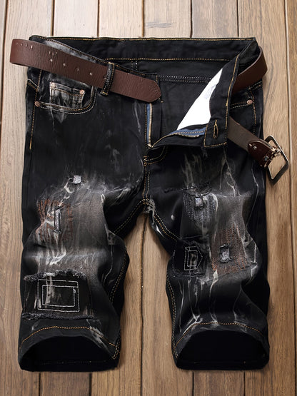 Men's Denim Shorts - Relaxed Fit – Black Gray – Black option – main product image