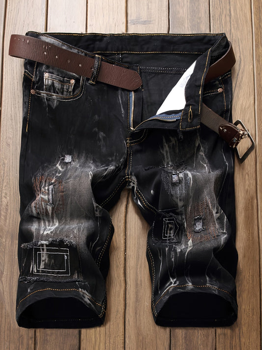 Men's Denim Shorts - Relaxed Fit – Black Gray – Black option – main product image