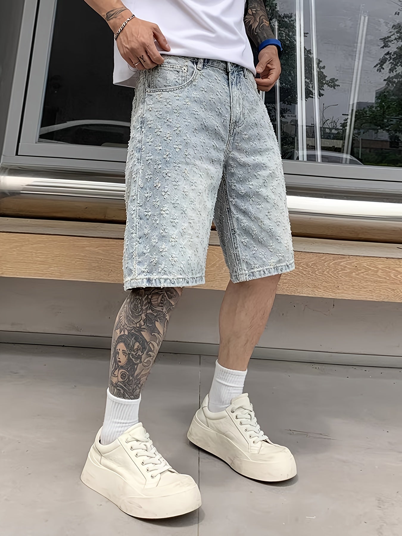 Men's Denim Shorts - Relaxed Fit – Light Blue – view 5