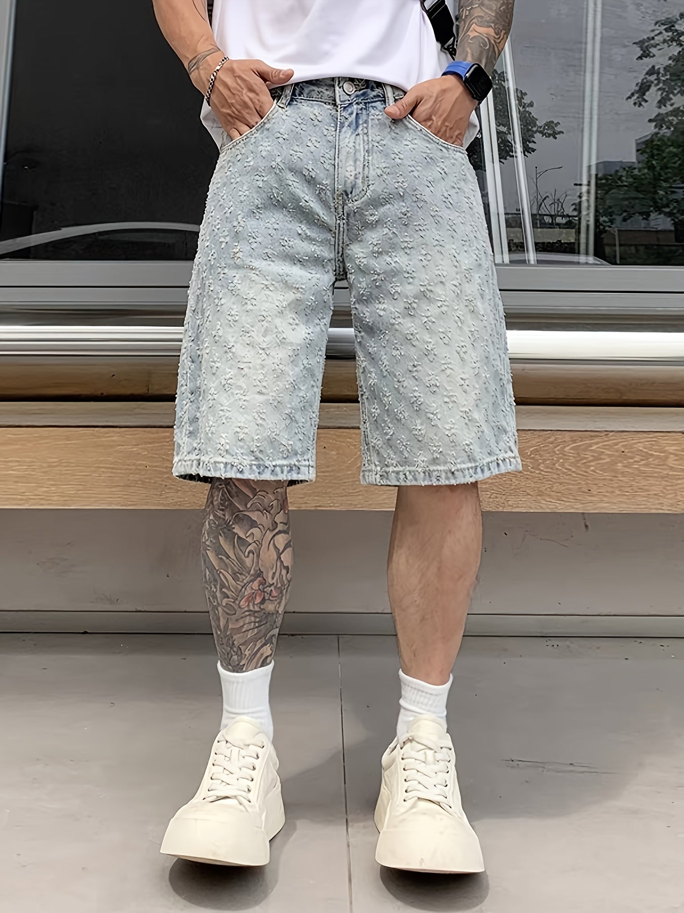 Men's Denim Shorts - Relaxed Fit – Light Blue – view 10