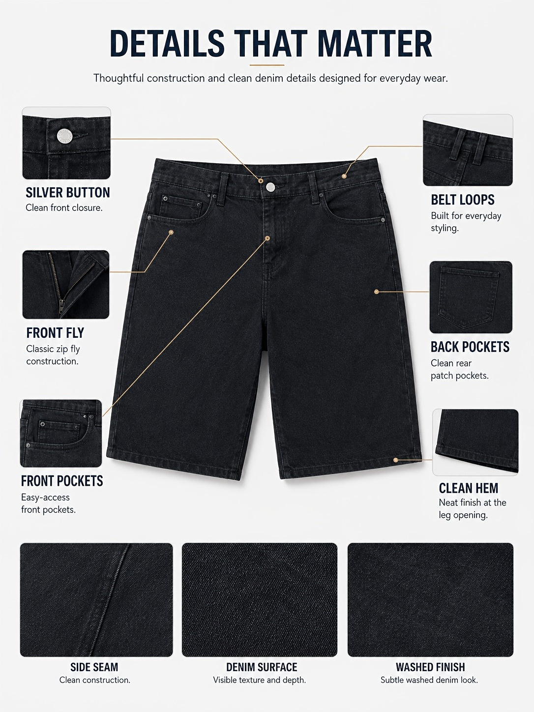 Men's Denim Shorts - Relaxed Fit With Pockets – view 6
