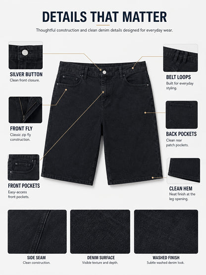 Men's Denim Shorts - Relaxed Fit With Pockets – view 6