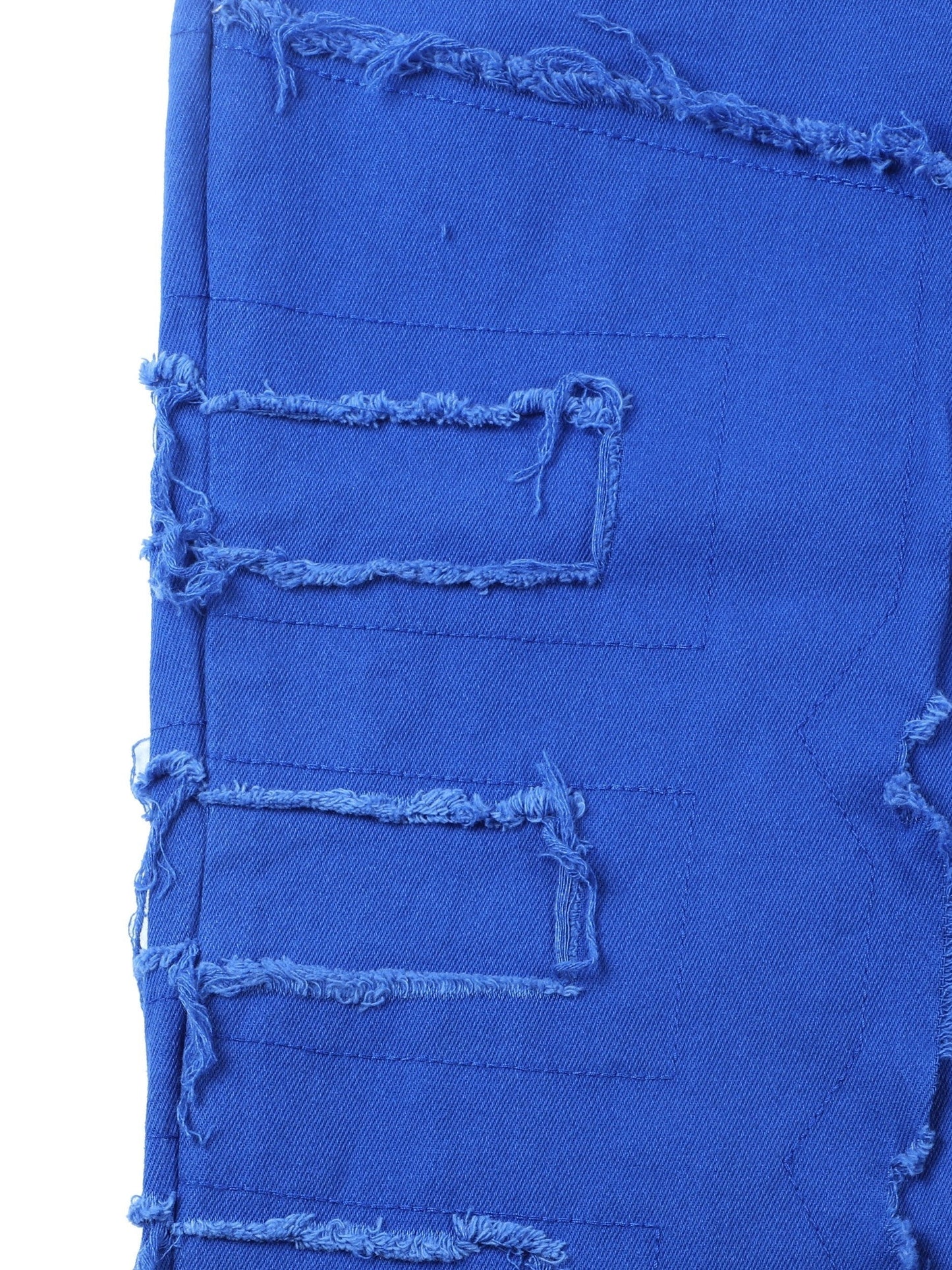 Men's Distressed Fringe-Hem Jeans - Washed Blue Stretch Denim Look – view 10