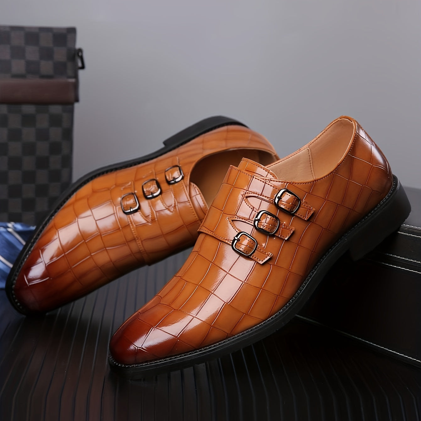 Men's Dress Shoes & Oxfords - Everyday Comfort & Durable Sole – Blue / Dark Brown – Blue option – main product image