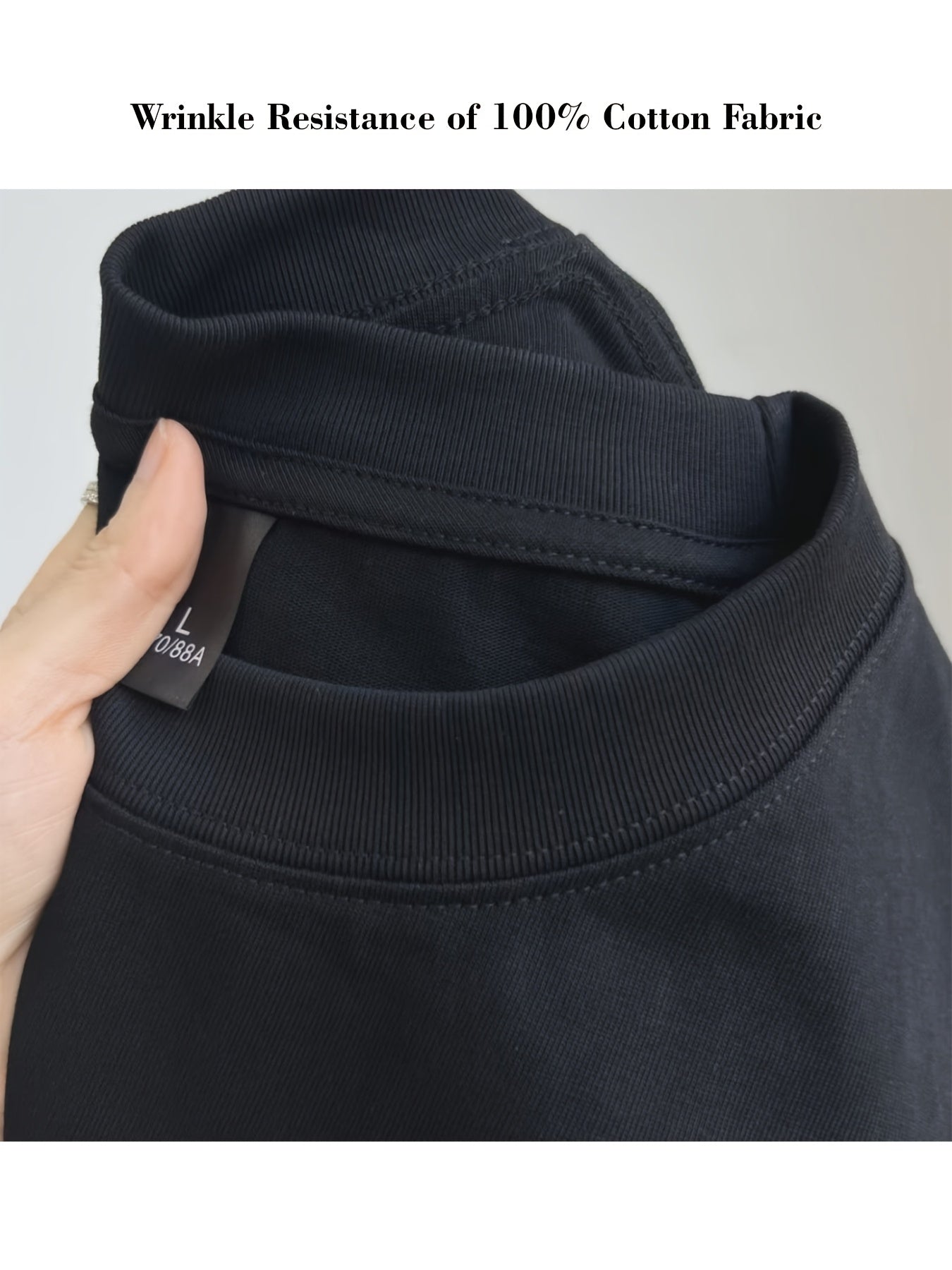 Men's Essential T-Shirt - Round Neck Short Sleeve – Black – view 4