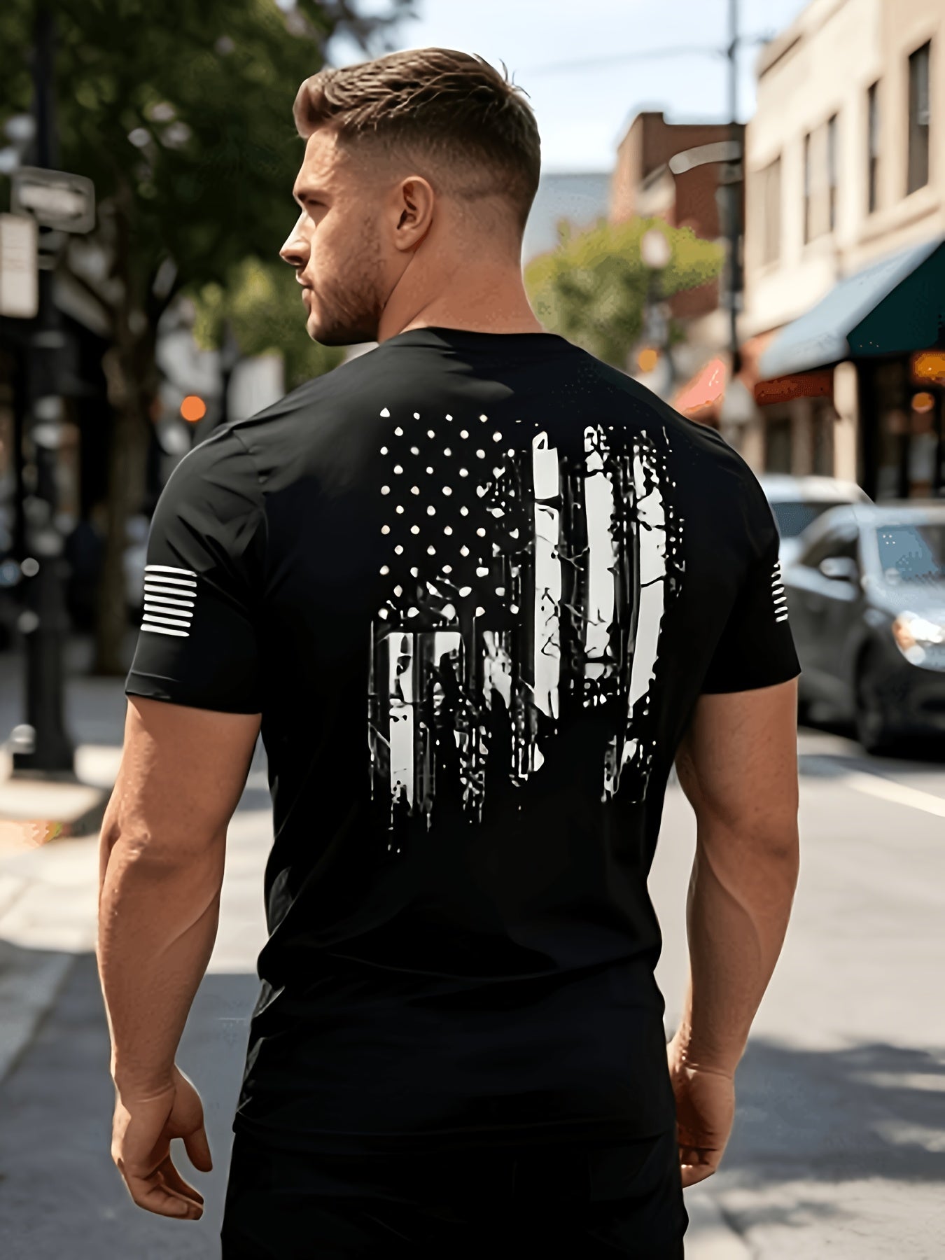 Men's Essential T-Shirt - Round Neck Short Sleeve – Black – view 6