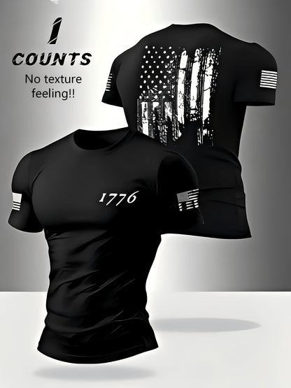 Men's Essential T-Shirt - Round Neck Short Sleeve – Black – Black option – view 3